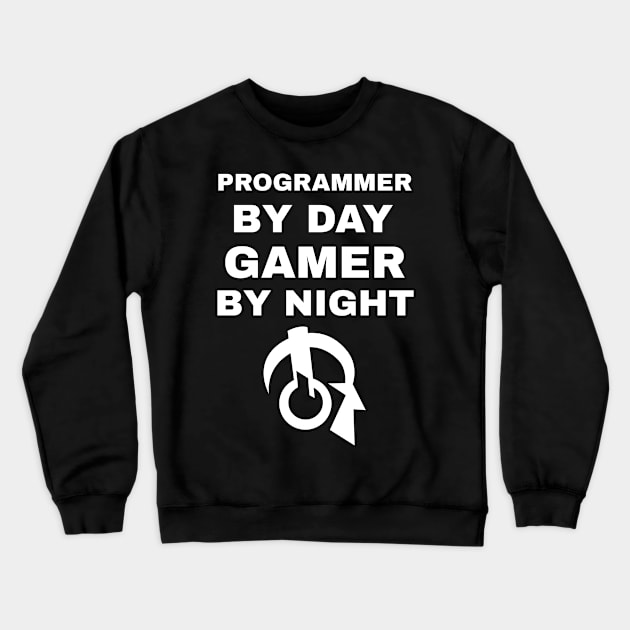 Programmer By Day Gamer By Night Crewneck Sweatshirt by fromherotozero